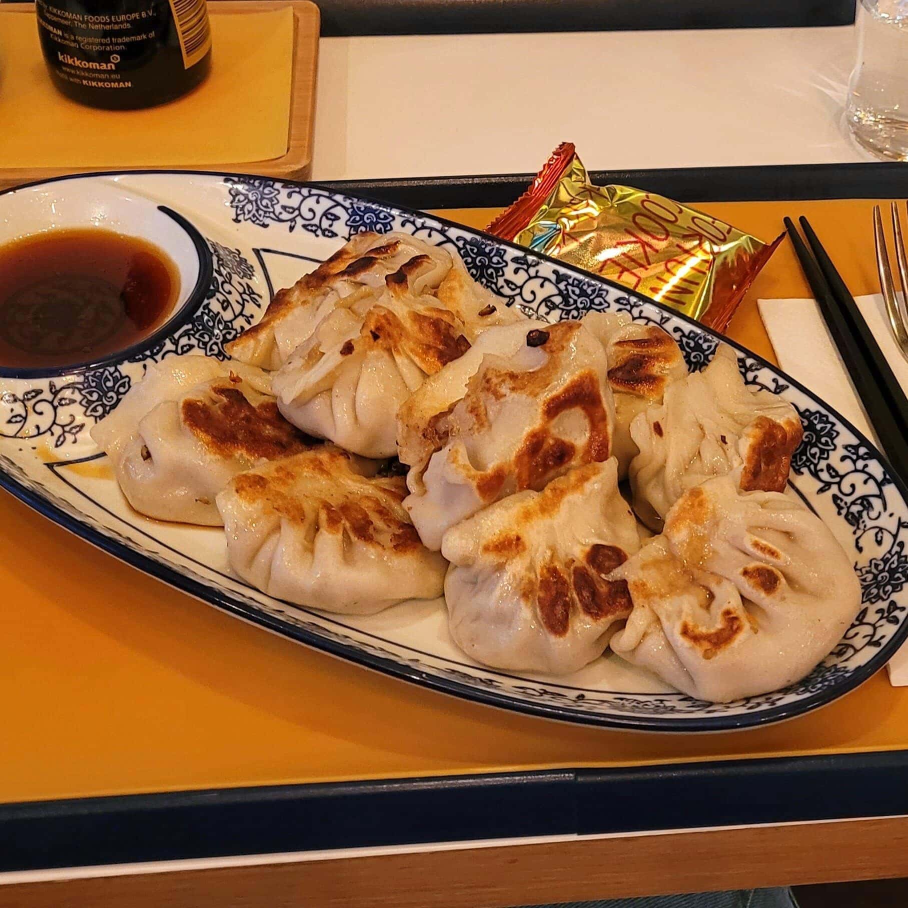 vegetarian gyoza dumplings crispy outside soft inside shareable dish