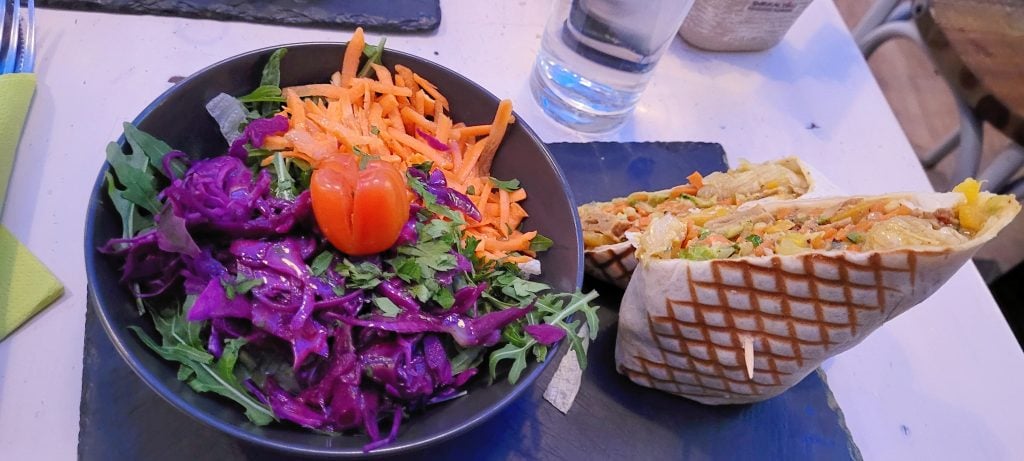 vegetarian wrap with fresh salad side balanced light meal
