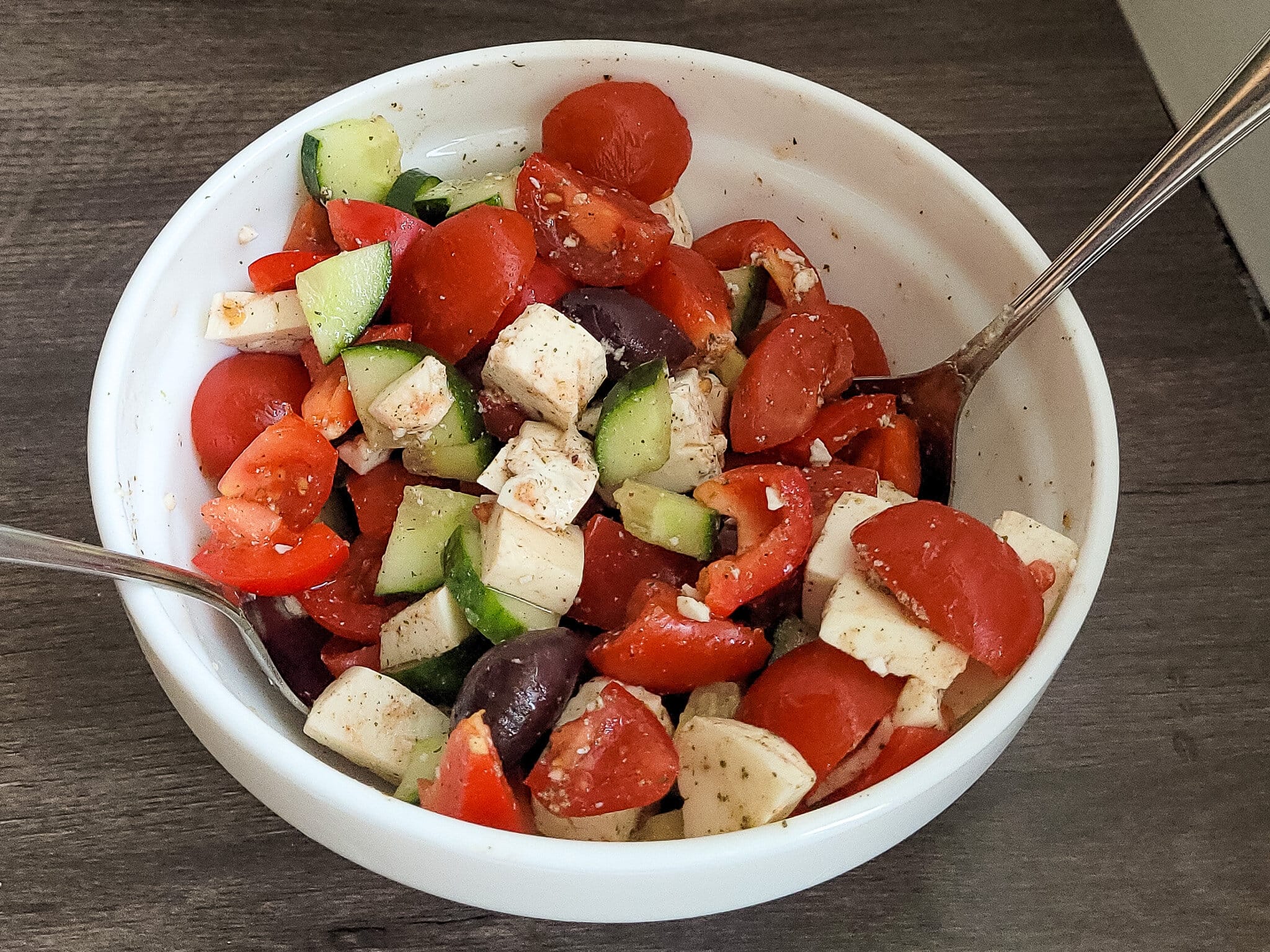best summer salad in a bowl with feta cheese