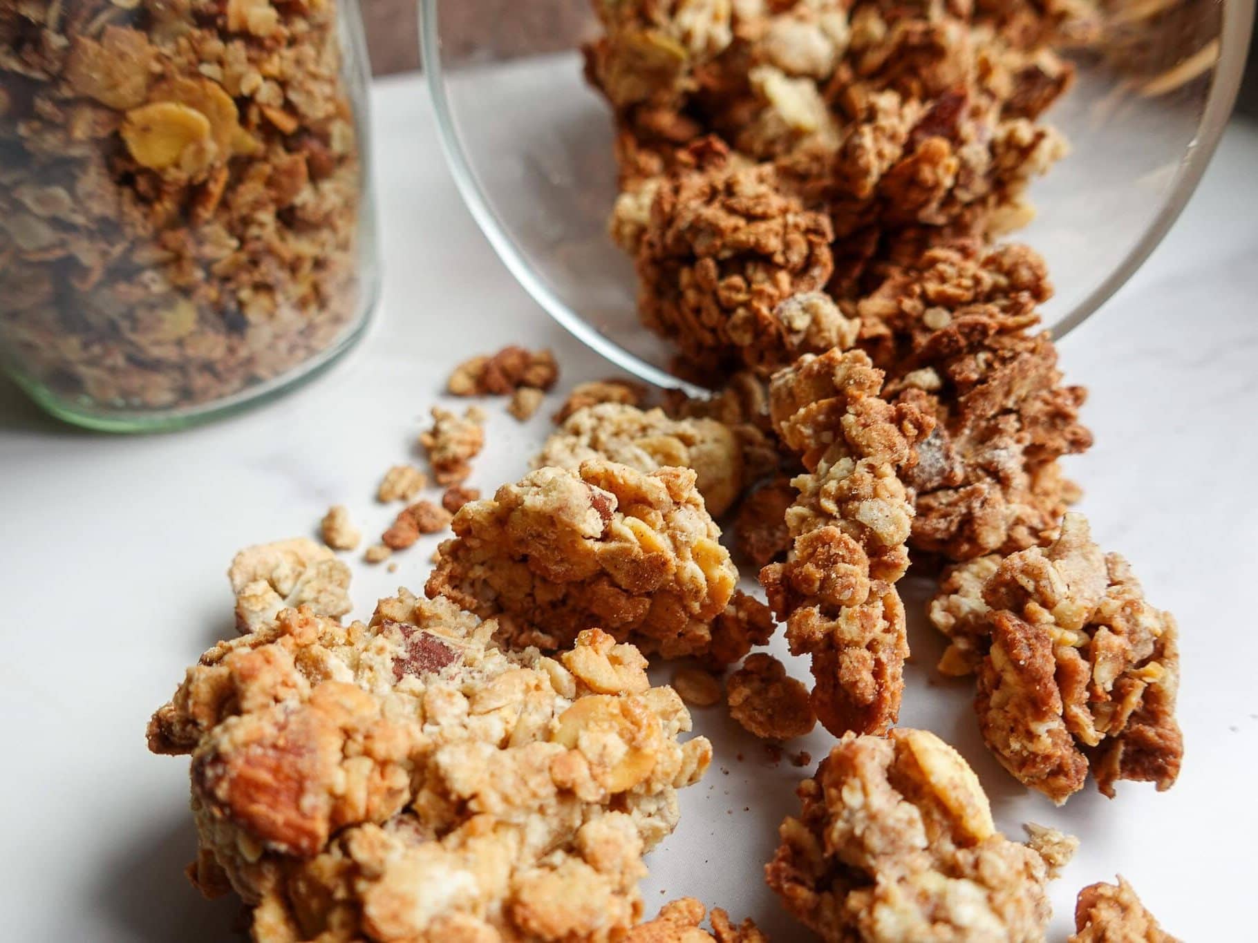 Homemade crunchy oat crumble topping for desserts.